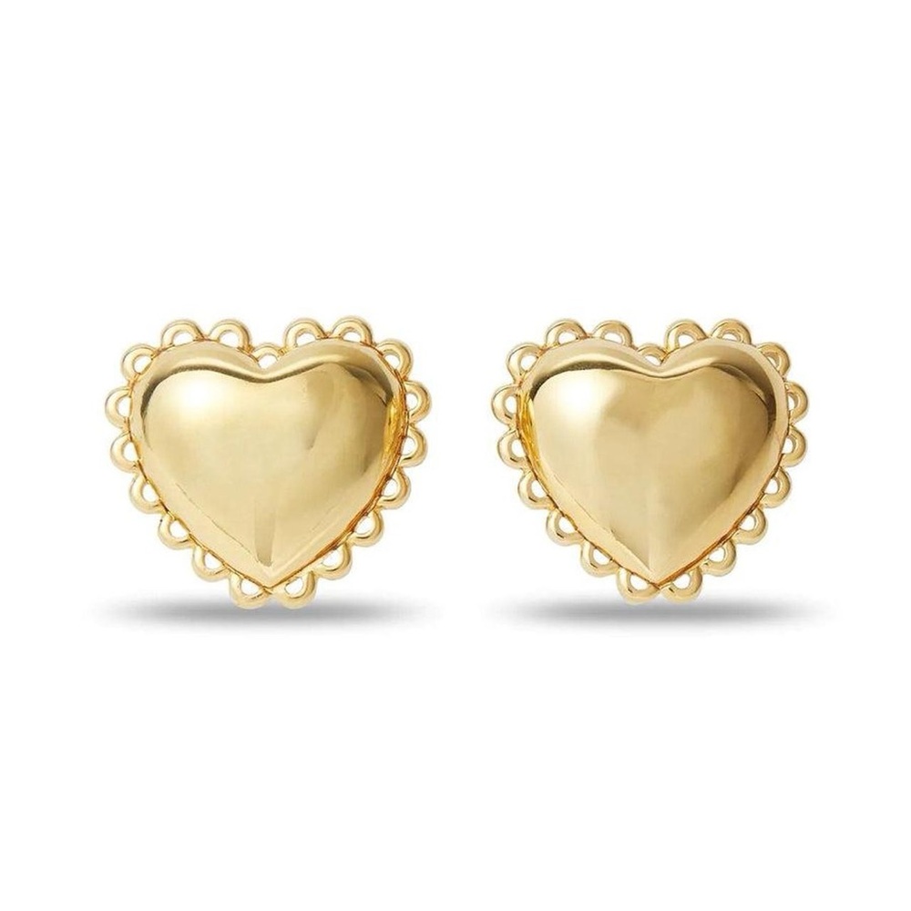 Gold Heart Stud Earrings